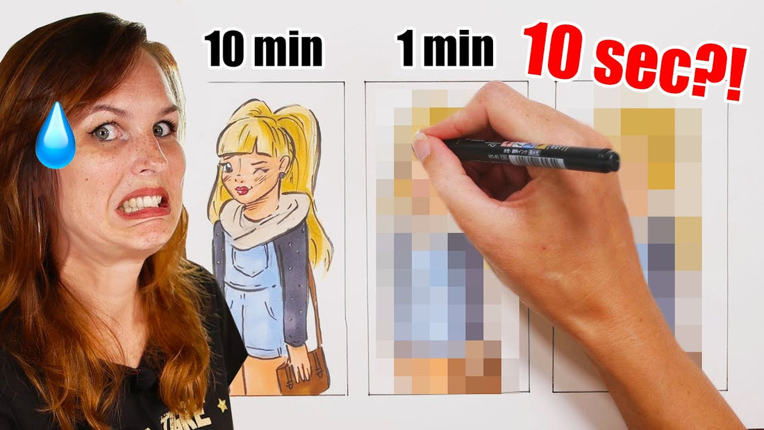 TEKENCHALLENGE in mijn NIEUWE SCHETSBOEK! - 10 Minute, 1 Minute, 10 Second challenge