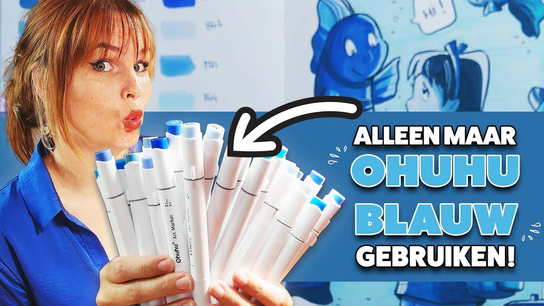 #2 ALLEEN MAAR BLAUW GEBRUIKEN van mijn OHUHU MARKERS (1 kleur challenge)