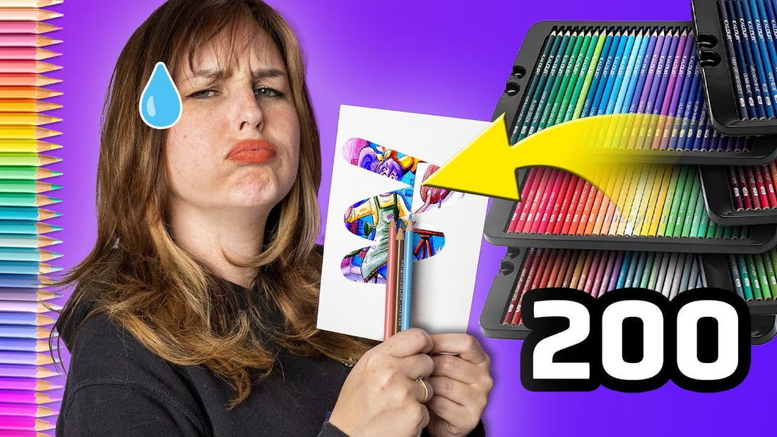 Alle 200 POTLODEN GEBRUIKEN in 1 TEKENING - Tekenen Challenge