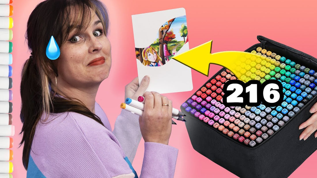 Alle 216 MARKERS GEBRUIKEN in 1 TEKENING - Tekenen Challenge