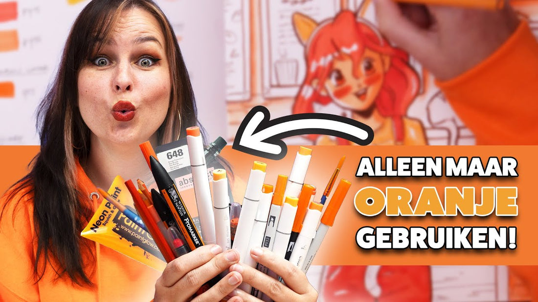 ALLE ORANJE ART SUPPLIES GEBRUIKEN DIE IK HEB! - 1 kleur Challenge